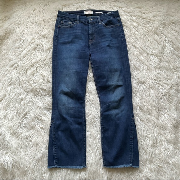 JEN7 by 7‎ for All Mankind Straight Leg Cropped Stretch Denim Jeans - Picture 1 of 4